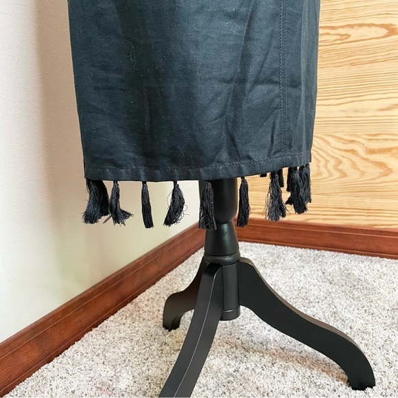 Madewell Black Linen Blend Embroidered Floral Tassel Shift Dress Extra Small - Picture 5 of 10